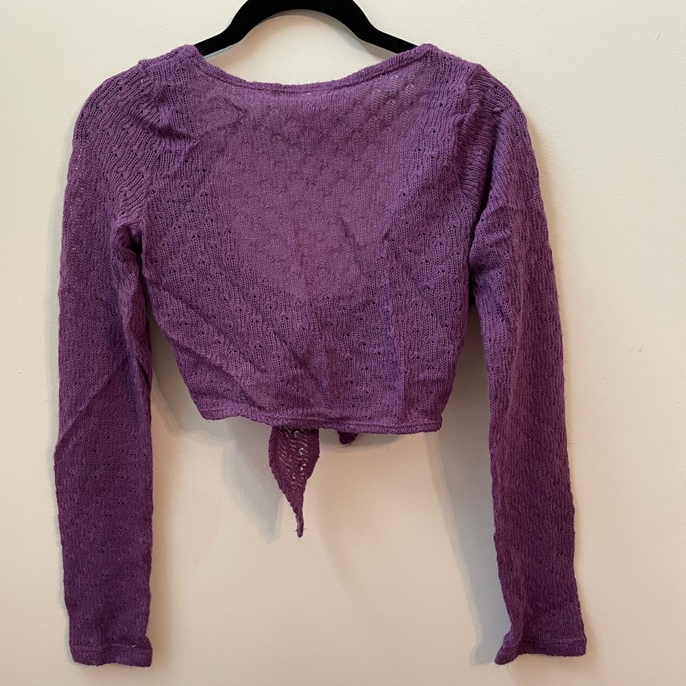 Purple Knit Tie-Front Bolero Shrug - Picture 3 of 3